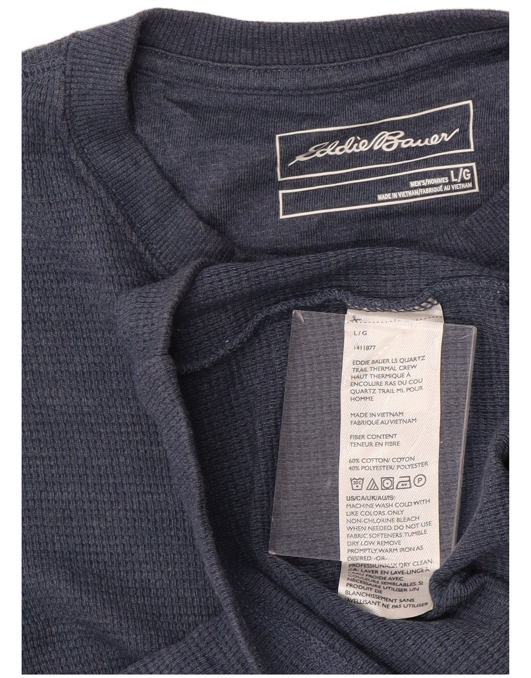 EDDIE BAUER Męski top z długim rękawem, duży, niebieski, bawełniany