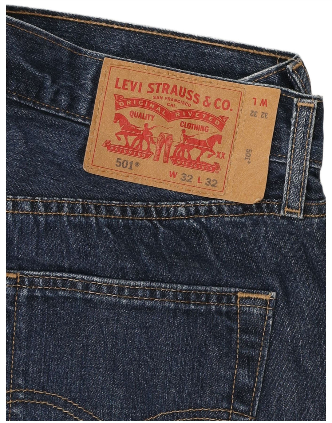 Męskie dżinsy Levi's 501 Straight W32 L27 Granatowa bawełna