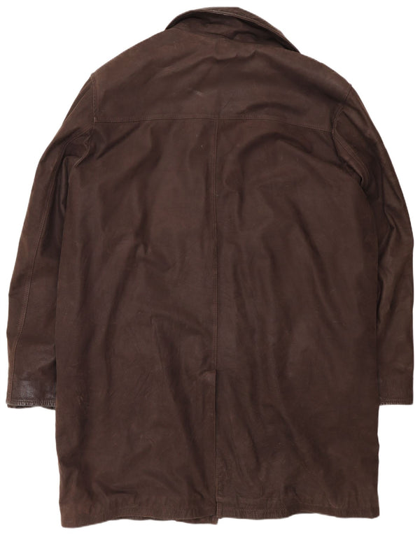 Vintage męski płaszcz skórzany UK 44 2XL brązowy klasyczny