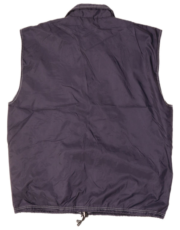 Vintage męska kamizelka UK 40, duża, granatowa, z geometrycznego nylonu