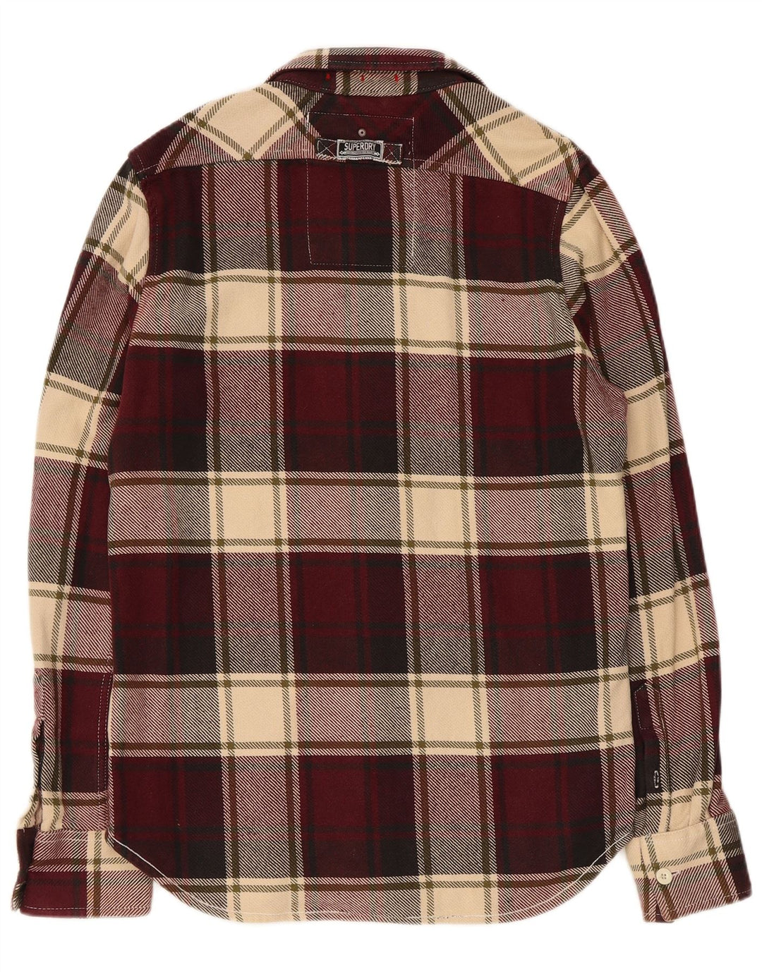 Męska koszula flanelowa Superdry, duża, bordowa, bawełniana w kratkę