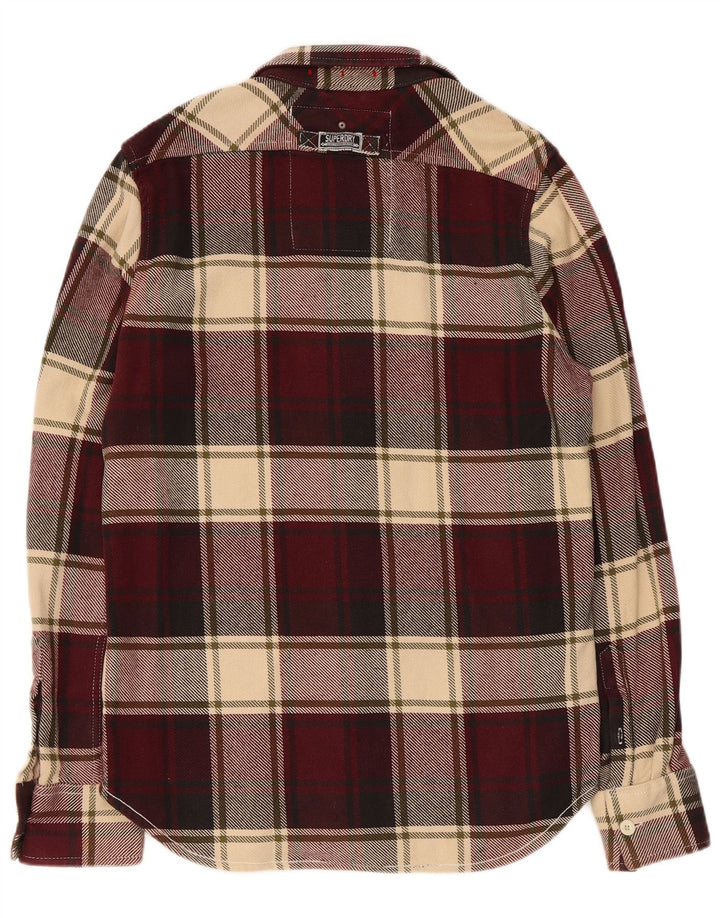 Męska koszula flanelowa Superdry, duża, bordowa, bawełniana w kratkę
