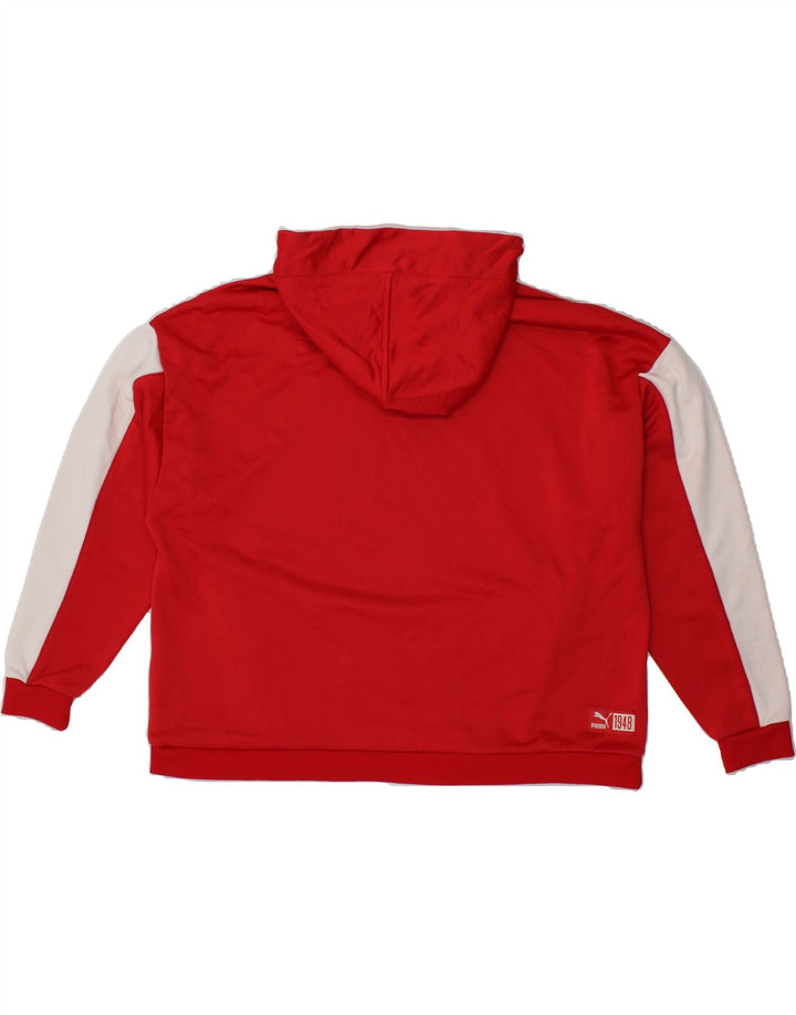 PUMA Womens Oversized Hoodie Jumper UK 12 Medium Red Colourblock Polyester Vintage Puma and Second-Hand Puma from Messina Hembry 