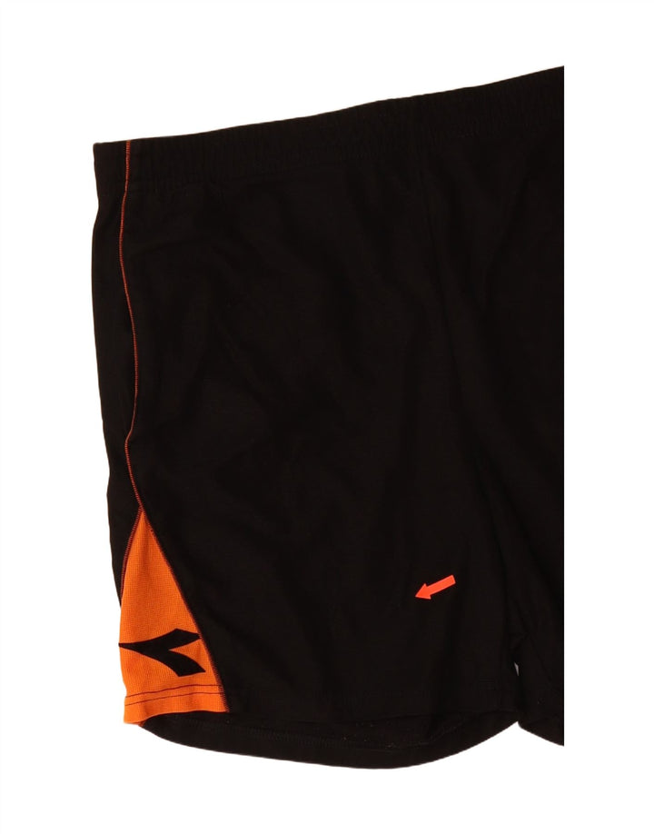 DIADORA Mens Graphic Sport Shorts Large  Black Colourblock Polyester