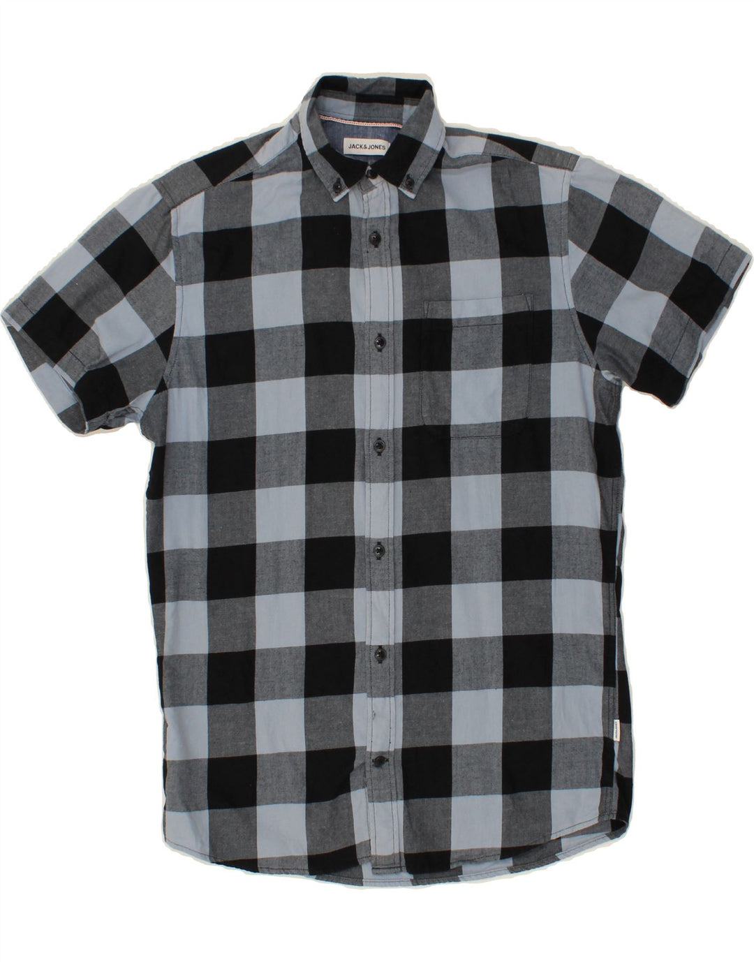 JACK & JONES Mens Short Sleeve Shirt Small Blue Check Cotton Vintage Jack & Jones and Second-Hand Jack & Jones from Messina Hembry 