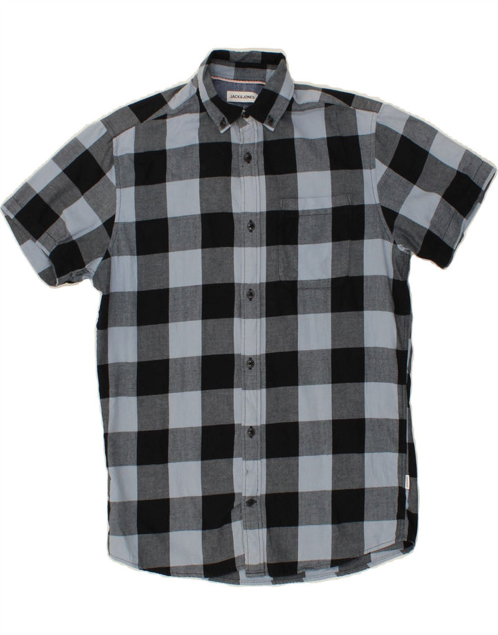 JACK & JONES Mens Short Sleeve Shirt Small Blue Check Cotton Vintage Jack & Jones and Second-Hand Jack & Jones from Messina Hembry 