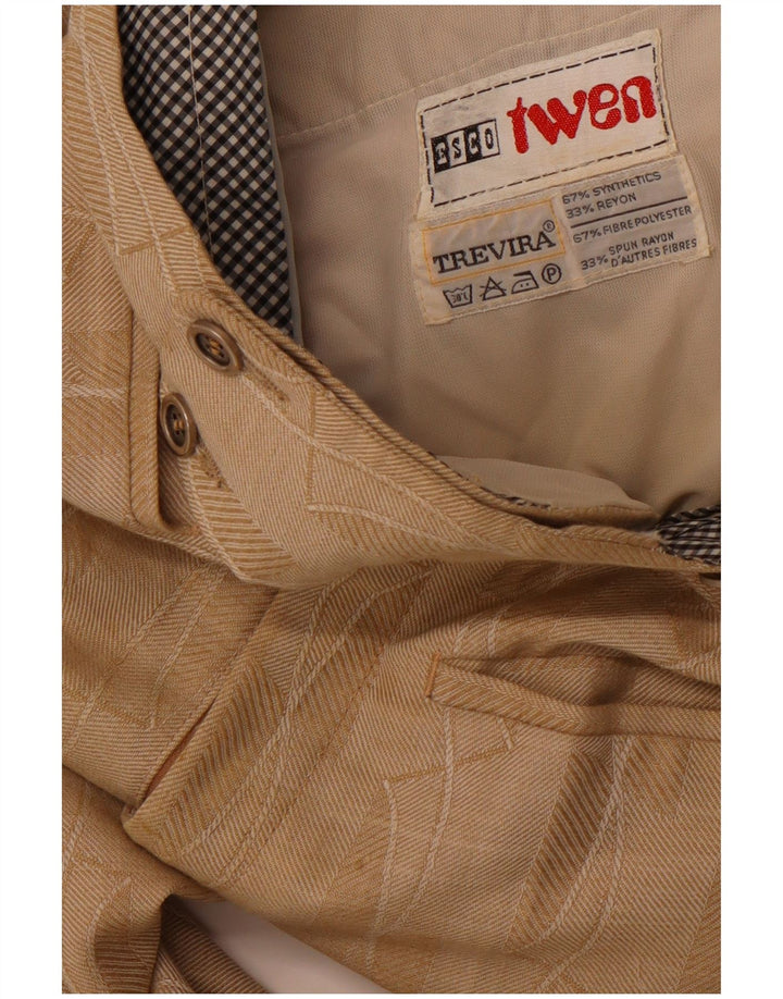 Damskie spodnie garniturowe TREVIRA z abstrakcyjnym wzorem W30 L31 brązowe