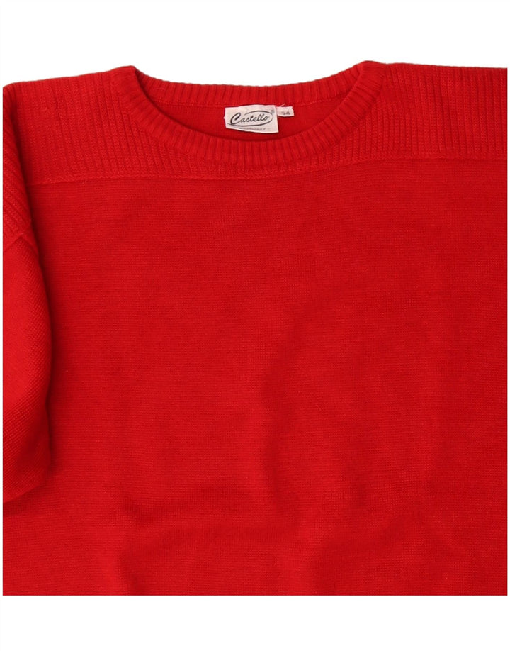 Damski sweter z okrągłym dekoltem Castello IT 54 2XL Czerwony poliakryl