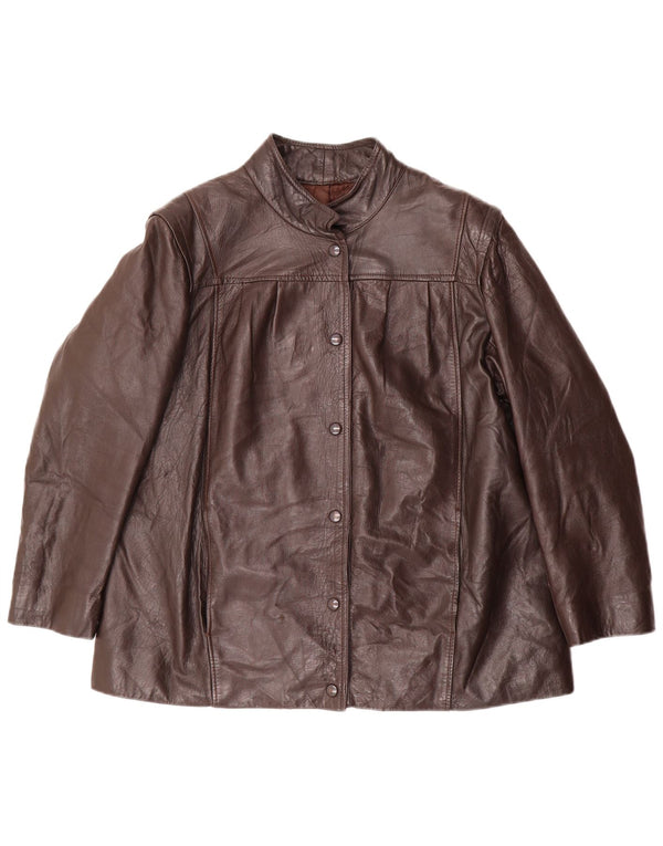 Kurtka skórzana damska vintage UK 18 XL, brązowa skóra