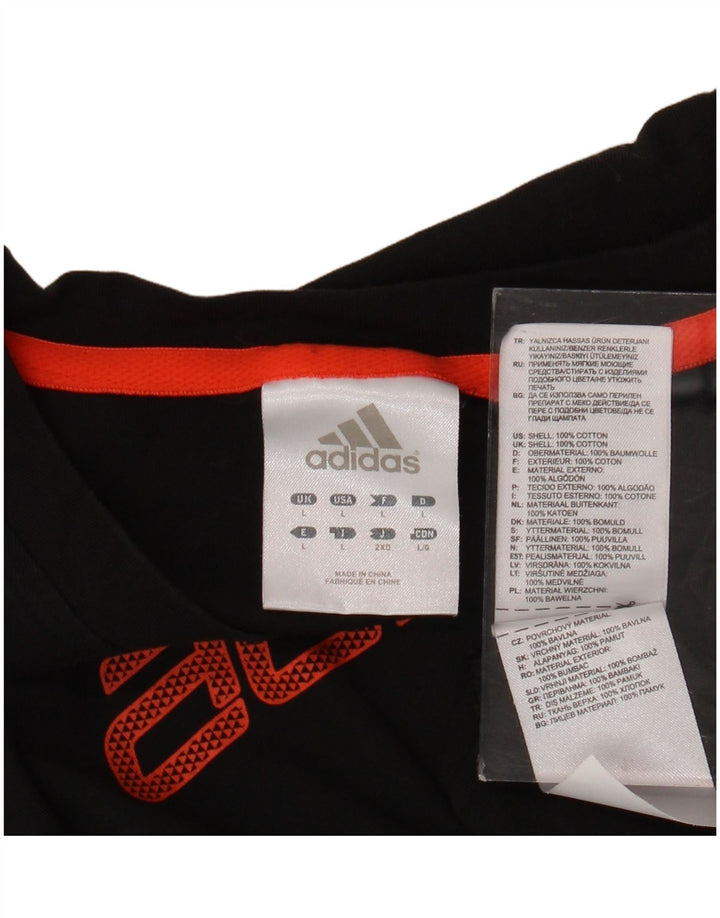 Męski T-shirt z grafiką ADIDAS, duży, czarny, bawełniany