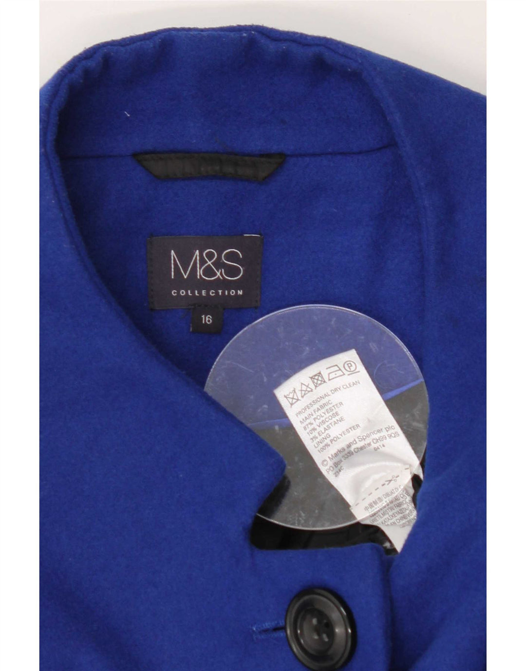 Marks & Spencer Płaszcz damski UK 16, duży, niebieski, poliester