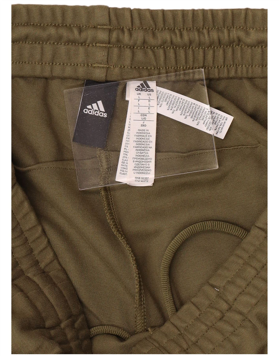 Męskie spodnie dresowe ADIDAS, duże, w kolorze khaki, ze sztucznego jedwabiu