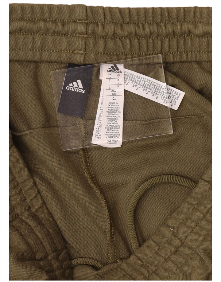 Męskie spodnie dresowe ADIDAS, duże, w kolorze khaki, ze sztucznego jedwabiu