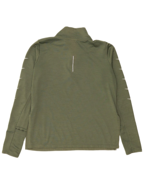 Damska koszulka Nike Dri Fit Zip Neck Graphic z długim rękawem, UK 14, średnia zieleń