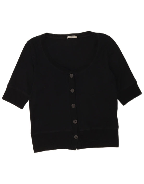 Marks & Spencer Damski sweter z rękawem 1/2, UK 16, duży, czarny, bawełniany