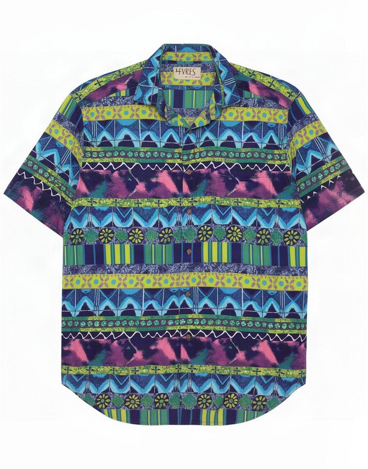 Sevres Mens Short Sleeve Shirt Medium Multicoloured Geometric