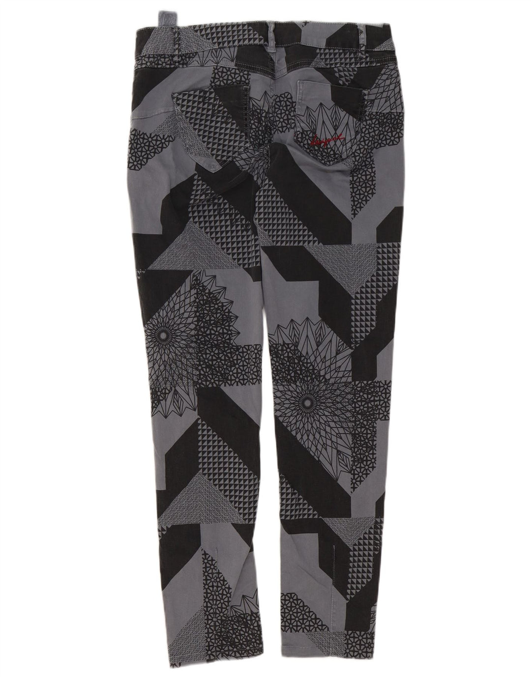 Damskie spodnie typu slim casual Desigual W32 L29 Szara patchworkowa bawełna