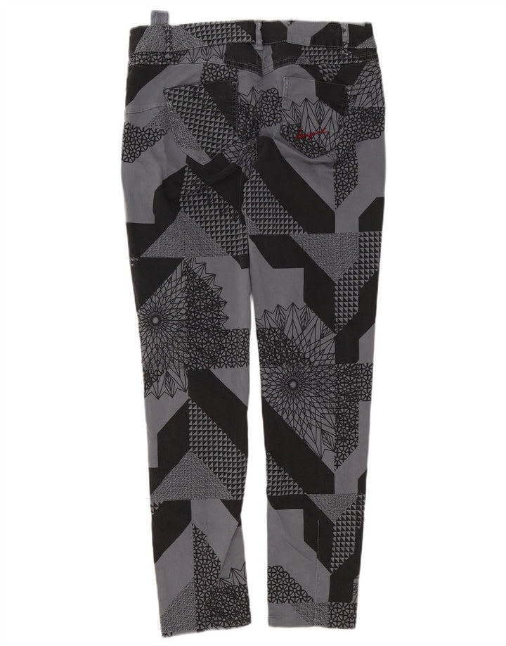 Damskie spodnie typu slim casual Desigual W32 L29 Szara patchworkowa bawełna