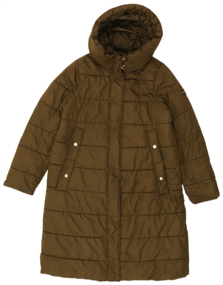 Damski, oversize'owy, ocieplany płaszcz z kapturem Barbour UK 10 Small Khaki
