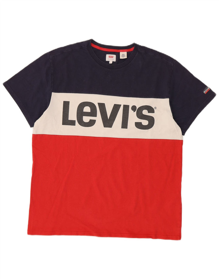 Męski T-shirt z grafiką LEVI'S, duży, czerwony, bawełniany blok kolorów