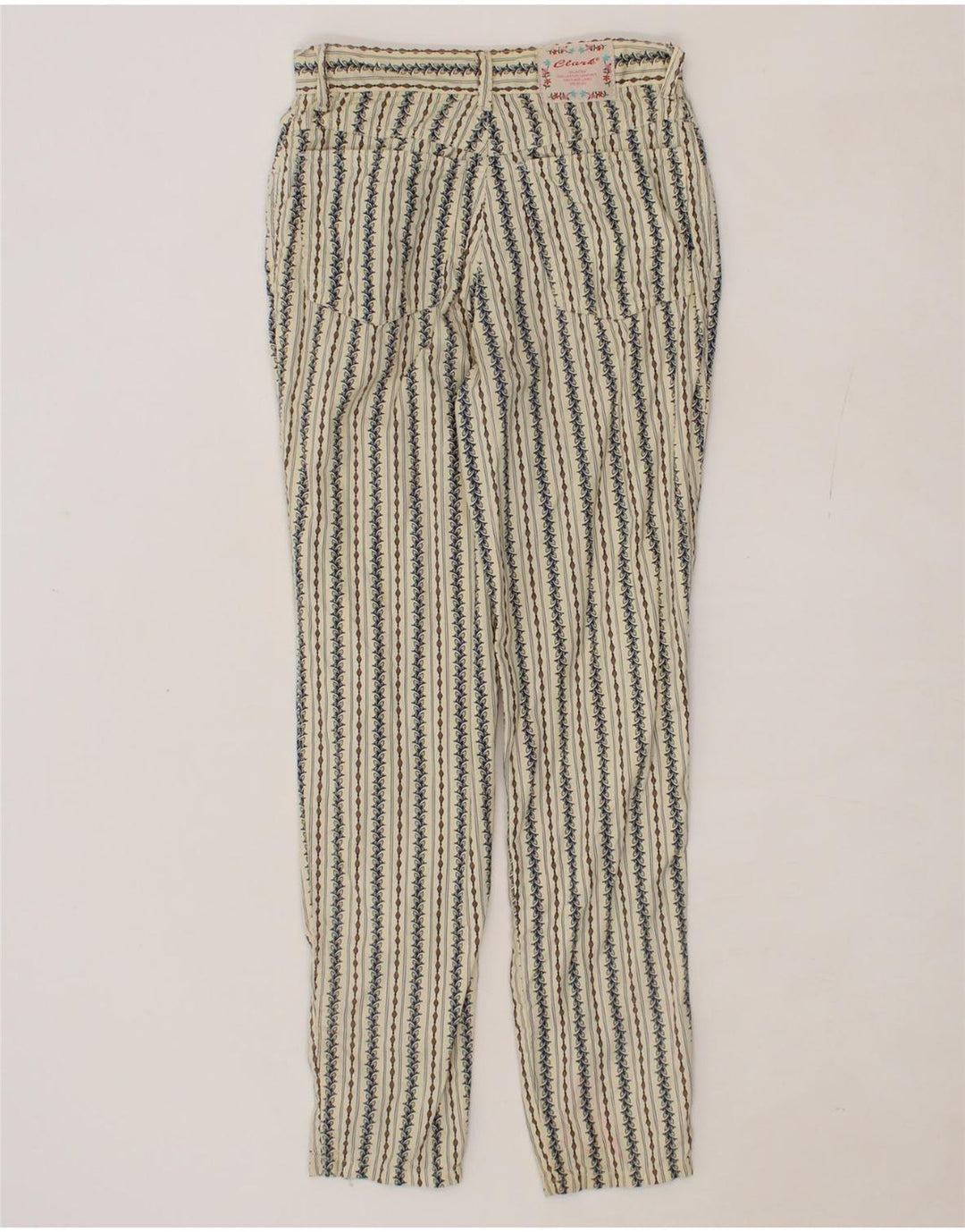 VINTAGE Womens Abstract Pattern Casual Trousers IT 42 Medium W28 L29 Beige Vintage Vintage and Second-Hand Vintage from Messina Hembry 