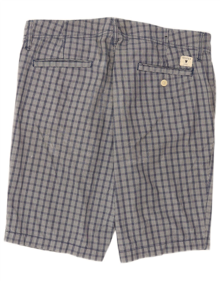 Męskie spodenki Chino Guess W34, duże, niebieskie, bawełniane w kratę