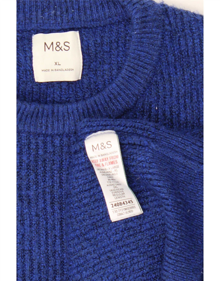 Marks & Spencer Damski sweter oversize z okrągłym dekoltem, UK 18 XL, niebieski