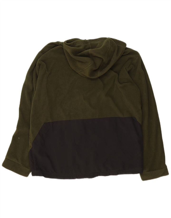 O'NEILL Mens Graphic Button Neck Fleece Jumper Medium Khaki Colourblock