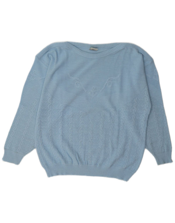 Damski sweter C & A o regularnym kroju z dekoltem w łódkę, EU 46 XL, niebieski geometryczny