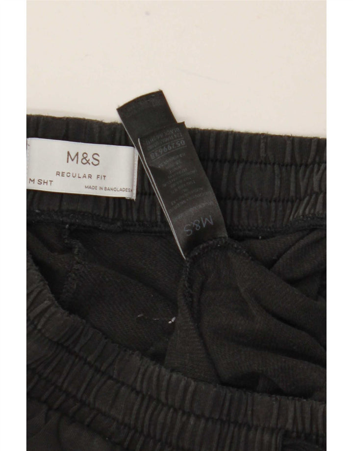 Męskie spodnie dresowe Marks & Spencer o regularnym kroju, średniej wielkości, czarne, bawełniane