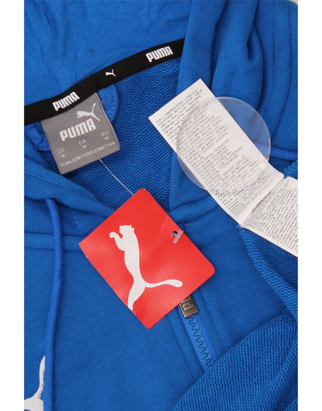 Męski sweter Puma z kapturem i zamkiem, średni niebieski, bawełniany
