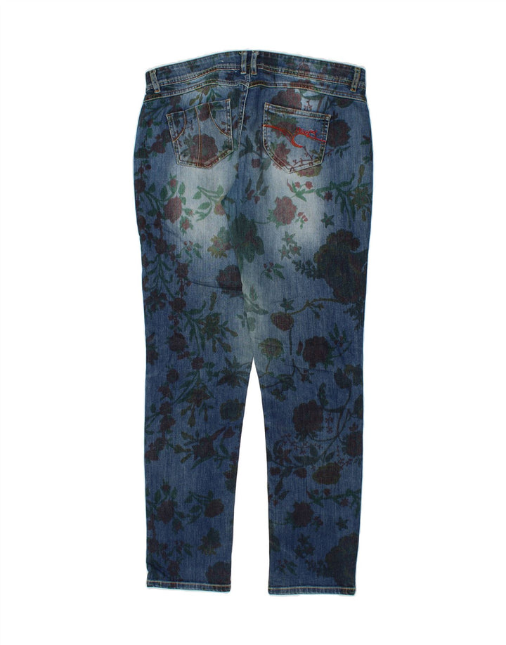 Damskie jeansy Skinny DESIGUAL W32 L32 Niebieski kwiatowy poliester