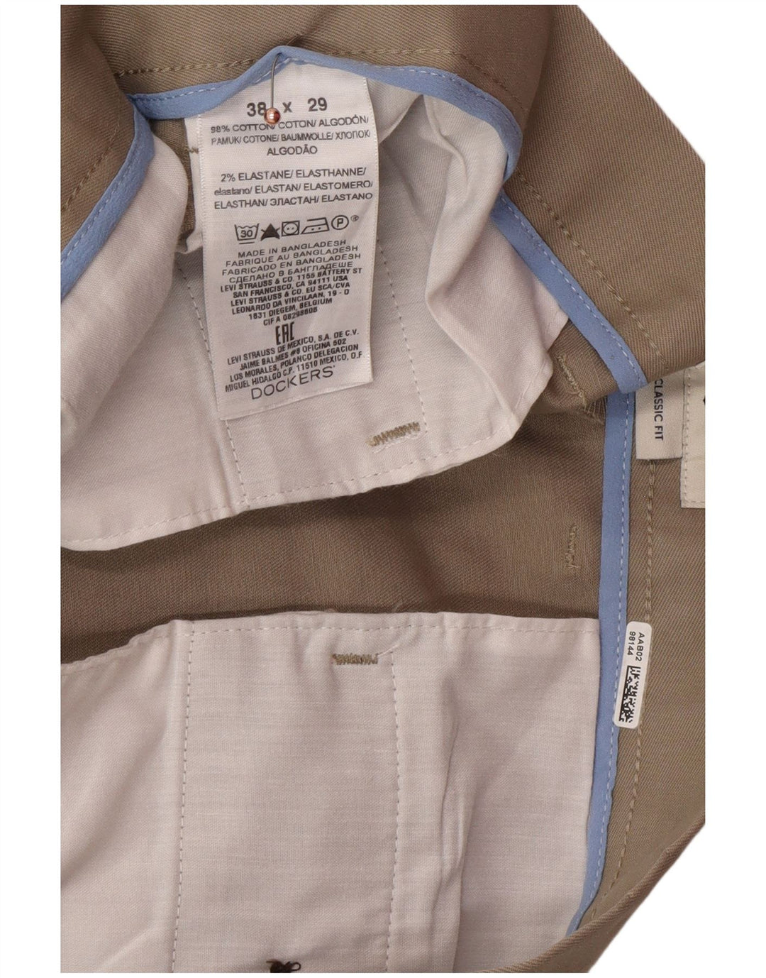 Męskie spodnie chino DOCKERS o klasycznym kroju W38 L29 Beżowa, bawełniana klasyczna