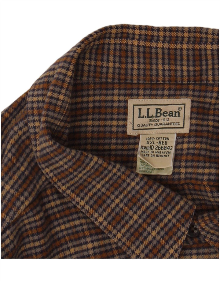L.L.BEAN Męska koszula flanelowa 2XL, bawełniana brązowa krata