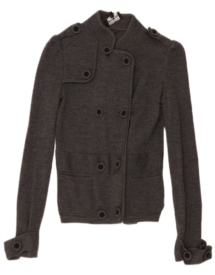 Damski sweter rozpinany z podwójnymi piersiami Armani IT 38 XS Szara wełna