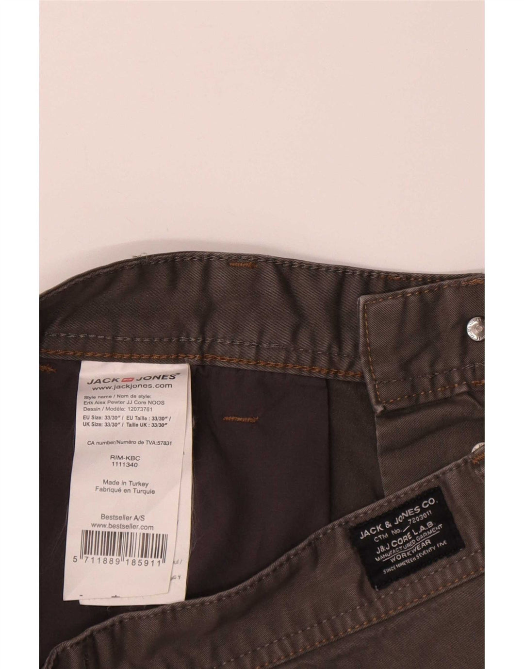 Męskie spodenki chino Jack & Jones, średnie W33, szara bawełna