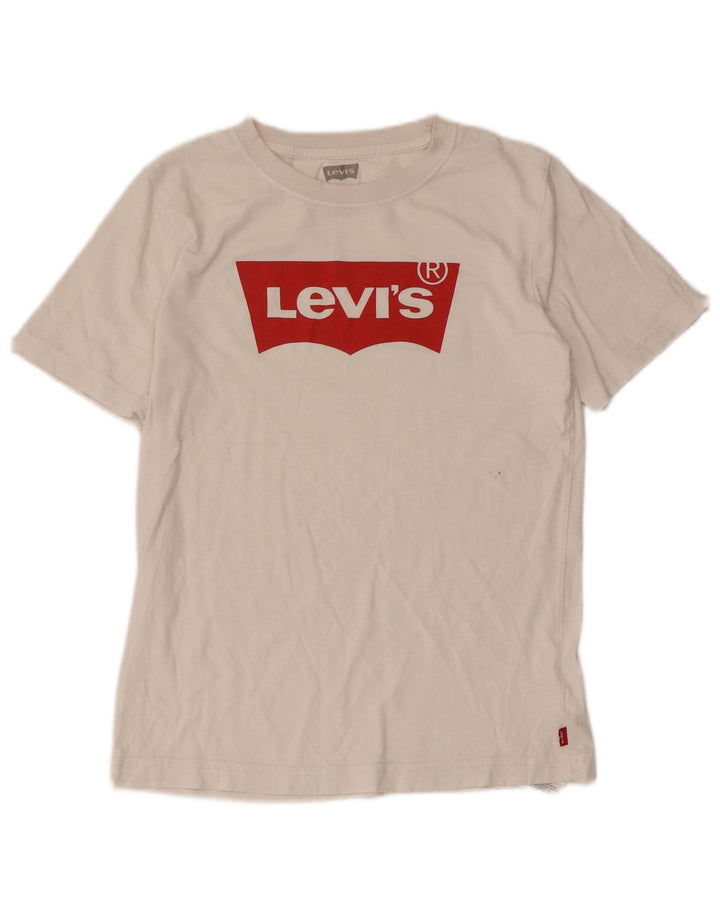 Dziewczęcy T-shirt z grafiką LEVI'S, 13-14 lat, biała bawełna