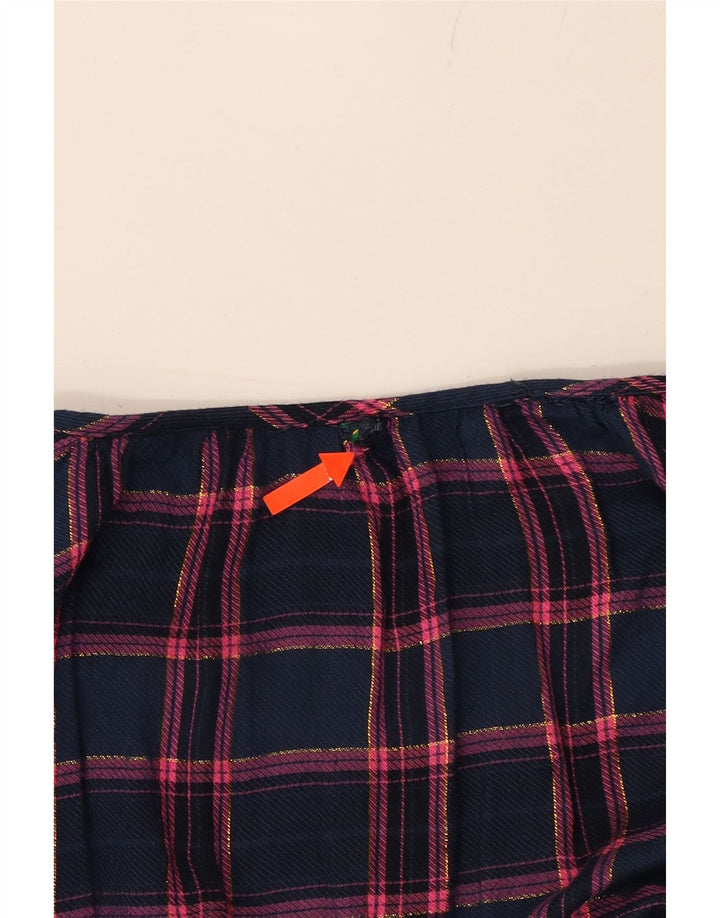 BENETTON Womens Long Sleeve Blouse Top UK 12 Medium Navy Blue Check Vintage Benetton and Second-Hand Benetton from Messina Hembry 