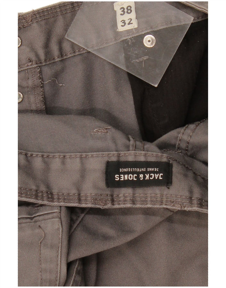 Męskie proste spodnie codzienne JACK & JONES W38 L32 Szary poliester