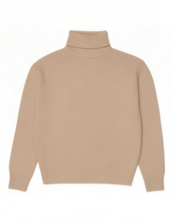 Marks & Spencer Damski sweter z golfem, UK 10, mały, beżowy poliester
