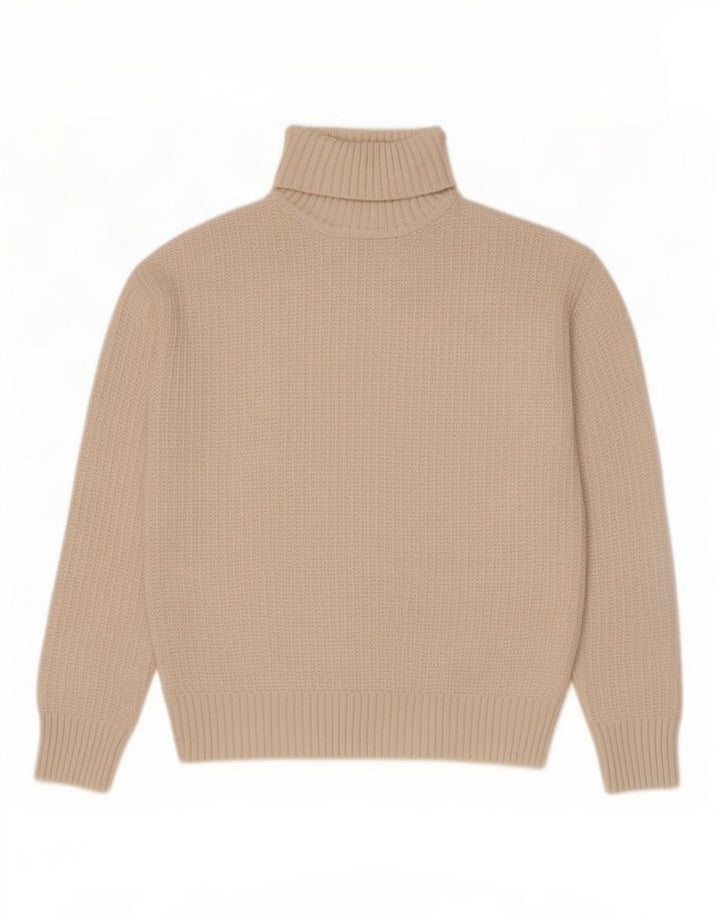 Marks & Spencer Damski sweter z golfem, UK 10, mały, beżowy poliester