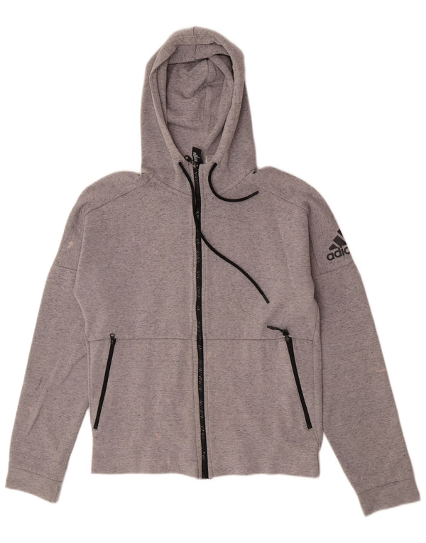 Damski sweter Adidas z grafiką i zamkiem błyskawicznym UK 10, mały, szary, bawełniany
