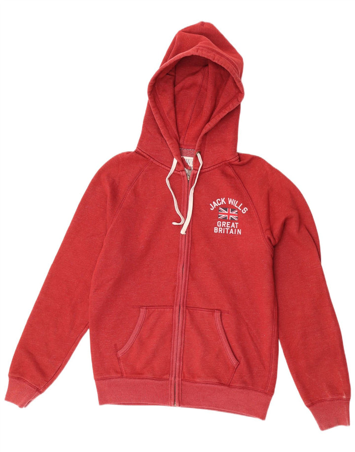 Męski sweter z kapturem i zamkiem błyskawicznym Jack Wills, średnioczerwony, bawełniany
