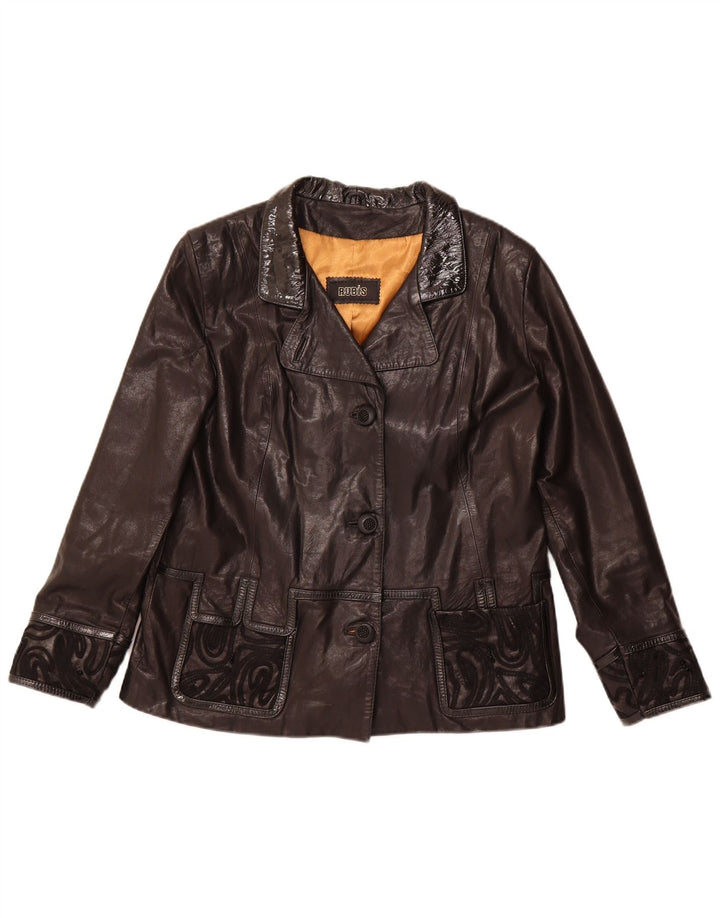 Kurtka skórzana damska vintage UK 22 3XL Czarna skóra