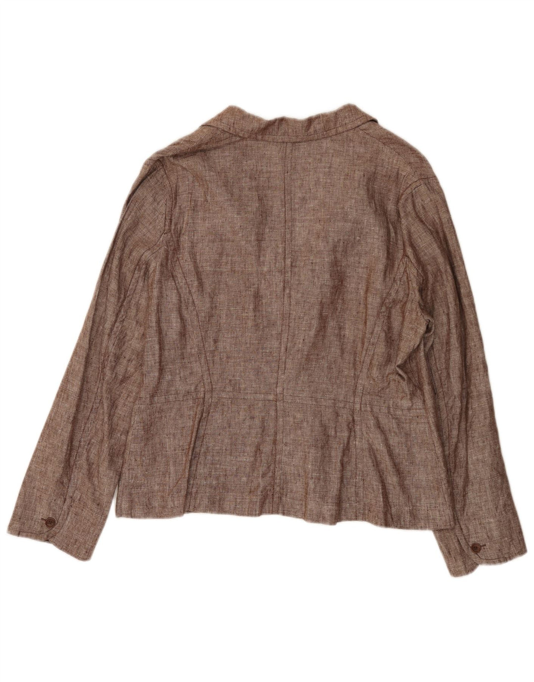 MONSOON Damska marynarka zapinana na 2 guziki UK 18 XL, brązowa, lniana