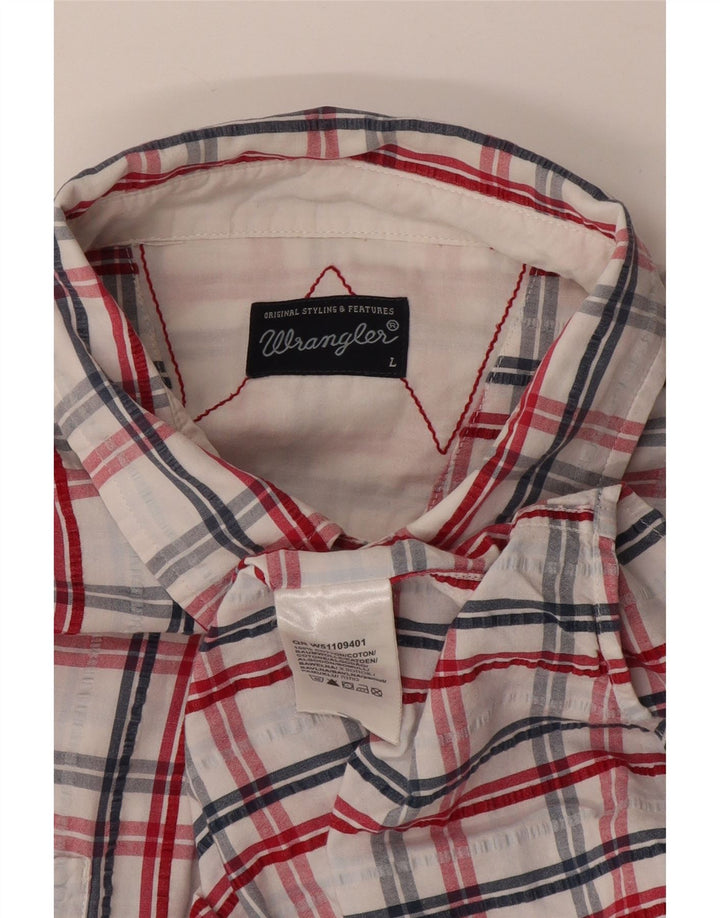 Męska koszula z krótkim rękawem Wrangler, duża, bawełniana w białą kratę