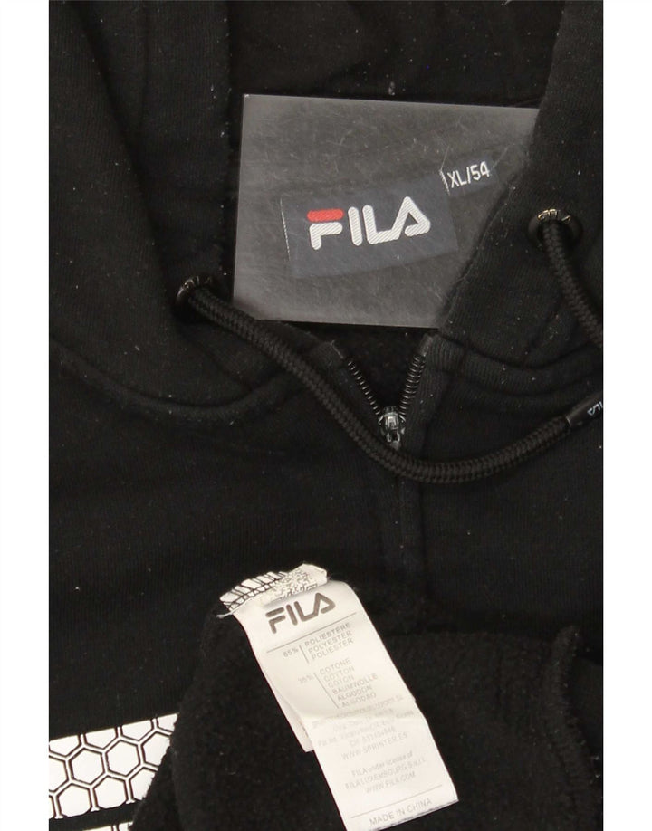 Męski sweter z kapturem i zamkiem błyskawicznym Fila XL, czarny poliester