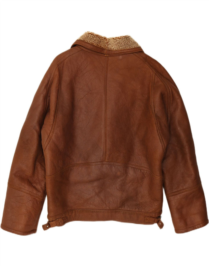 Męska kurtka shearling VINTAGE UK 42 XL brązowa