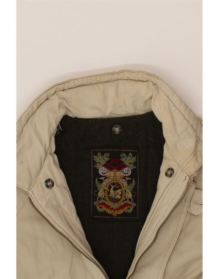 ZIP Mens Windbreaker Jacket UK 42 XL Beige Vintage Zip and Second-Hand Zip from Messina Hembry 