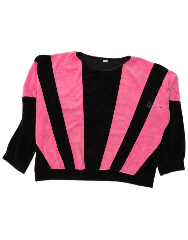 Sweter damski w stylu vintage, UK 18 XL, różowy poliester z blokami kolorów